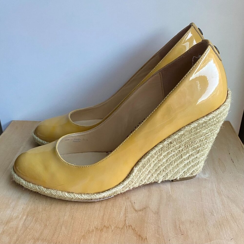 Johnston & Murphy Women's Leather Shoes, Raffia Wedge Heels, US Size 9.5.